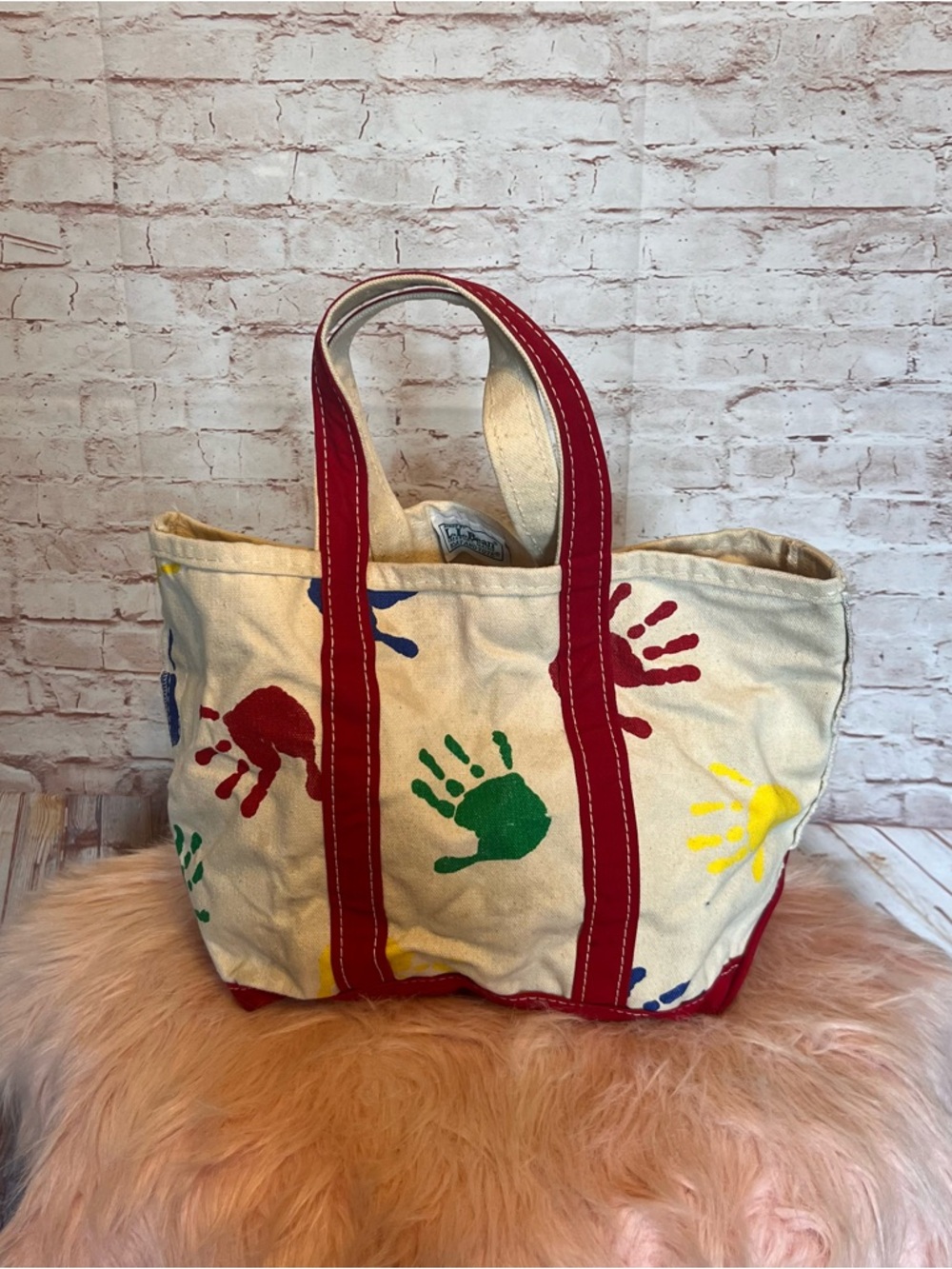Rare 80's/90's L.L. Bean handprint boat and tote bag